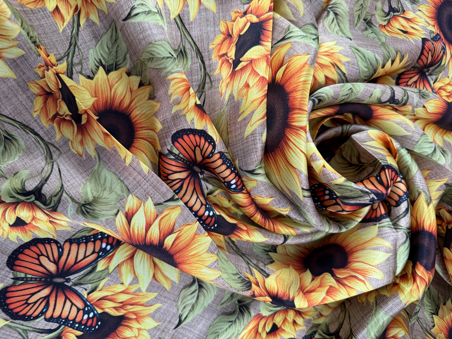 100% Silk Bandana Butterflies Sunflowers