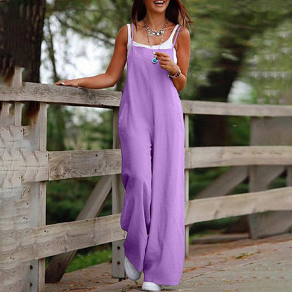 Casual Jumpsuit - Sleeveless Romper With Pockets For Spring&Summer