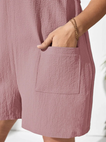 Knotted Strap Romper with Pockets