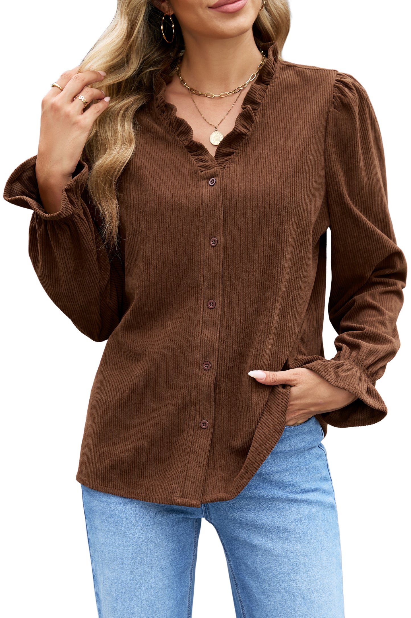 Solid Buttoned Blouse