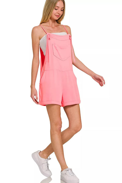 Woven Romper With Knotted Strap
