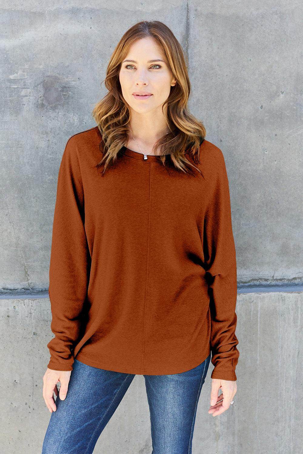 Double Take Round Neck Long Sleeve T-Shirt,