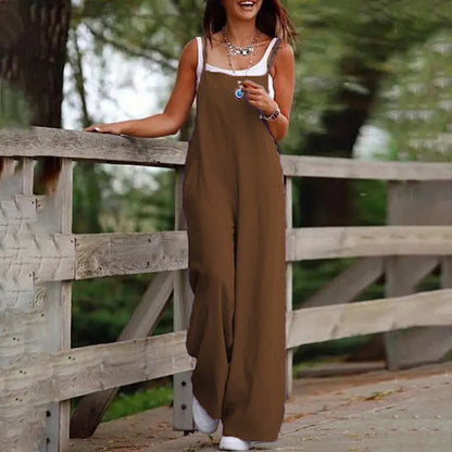 Casual Jumpsuit - Sleeveless Romper With Pockets For Spring&Summer