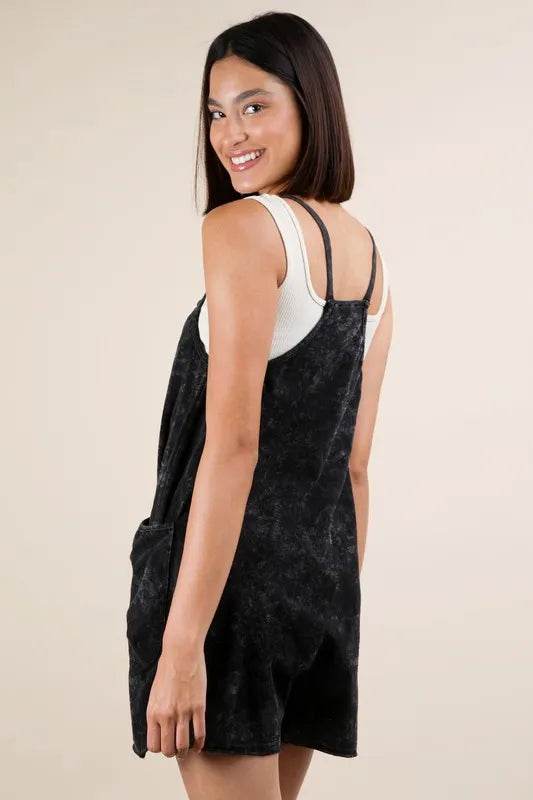 VERY J  Mineral Washed Sleeveless Knit Romper