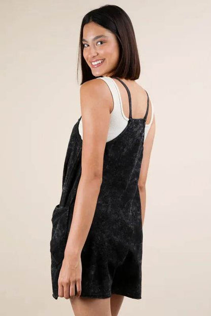 VERY J  Mineral Washed Sleeveless Knit Romper