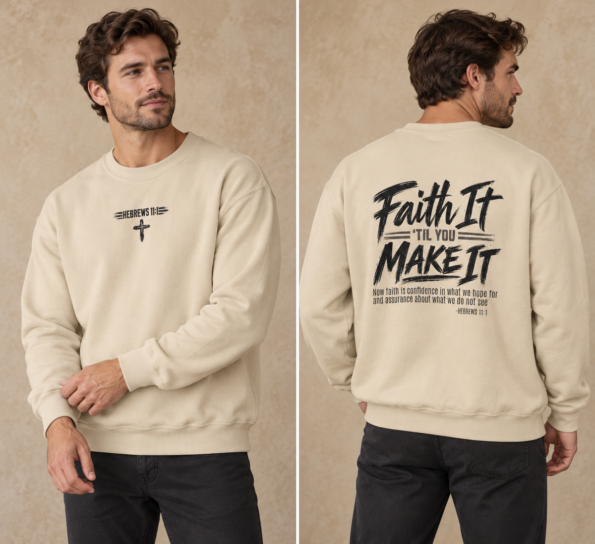Faith It 'Til You Make It Crewneck Sweatshirt — Christian Inspirational Pullover