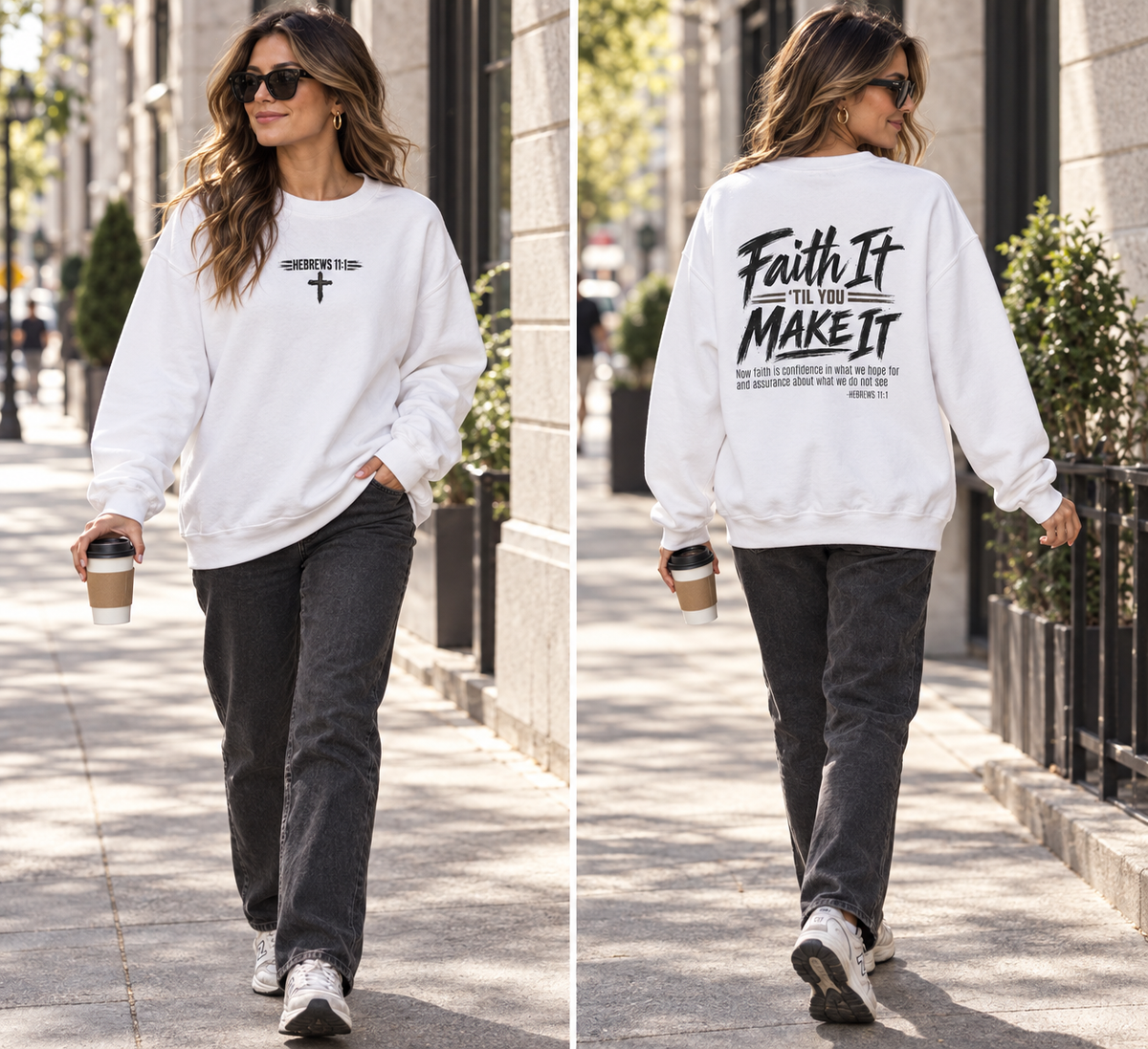 Faith It 'Til You Make It Crewneck Sweatshirt — Christian Inspirational Pullover