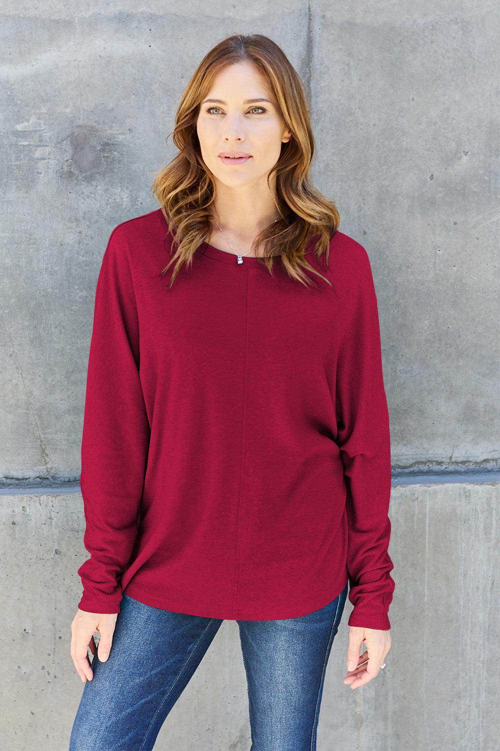 Double Take Round Neck Long Sleeve T-Shirt,