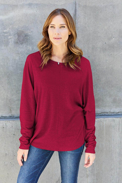 Double Take Round Neck Long Sleeve T-Shirt,