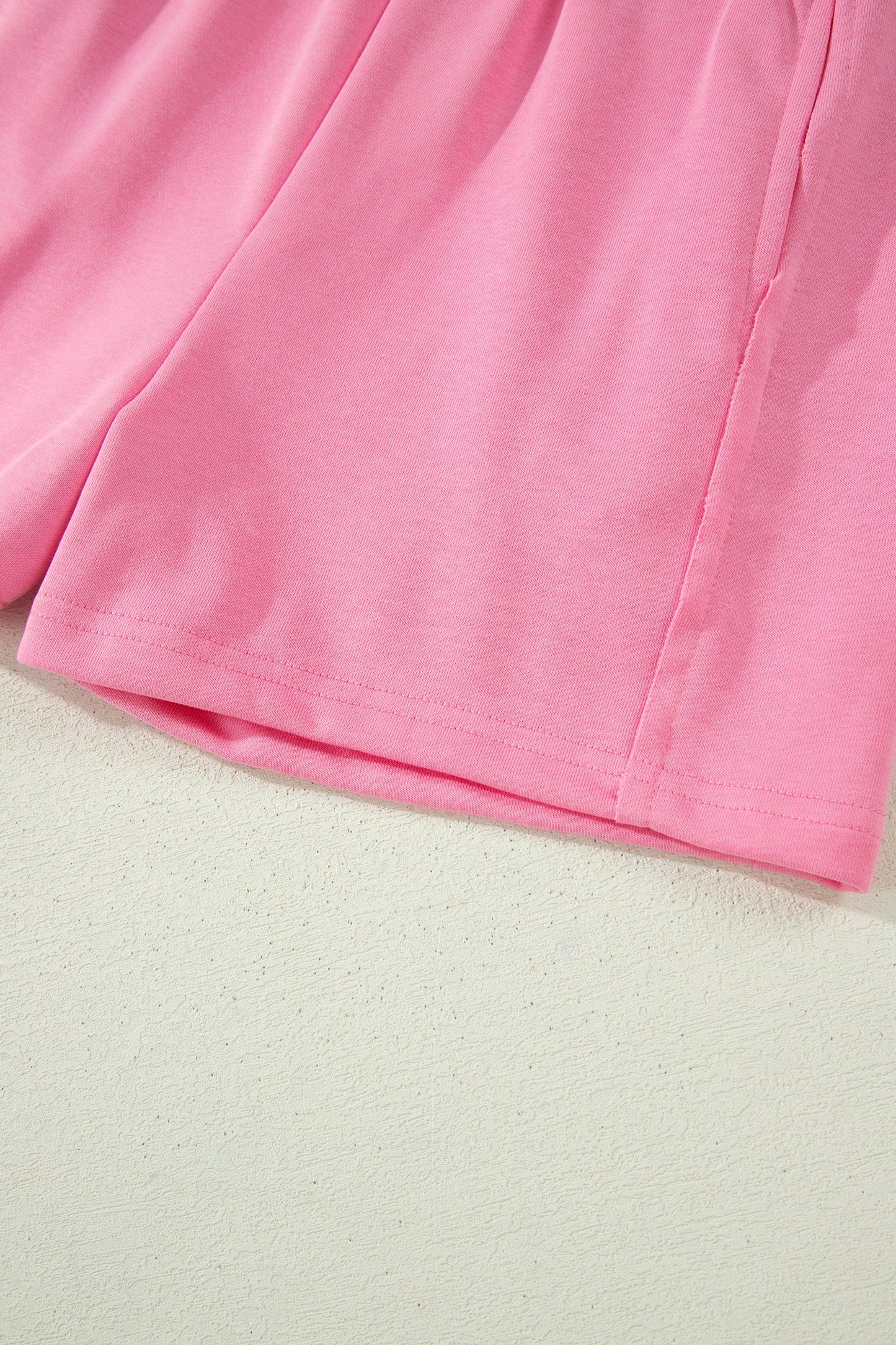 Pink Tank Top Elastic High Waist Shorts 2pcs Outfit