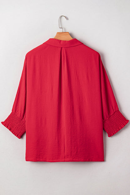 Fiery Red Smocked Oversized Tunic
