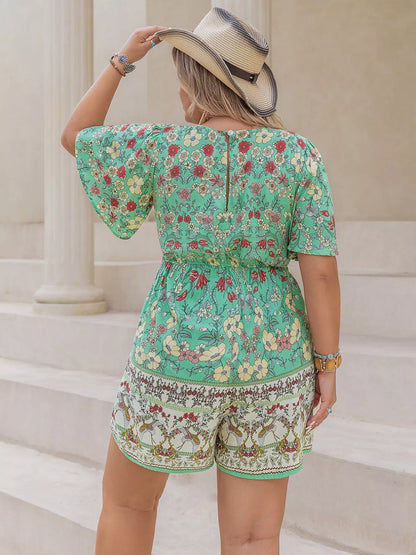 Floral Print Square Neck Romper