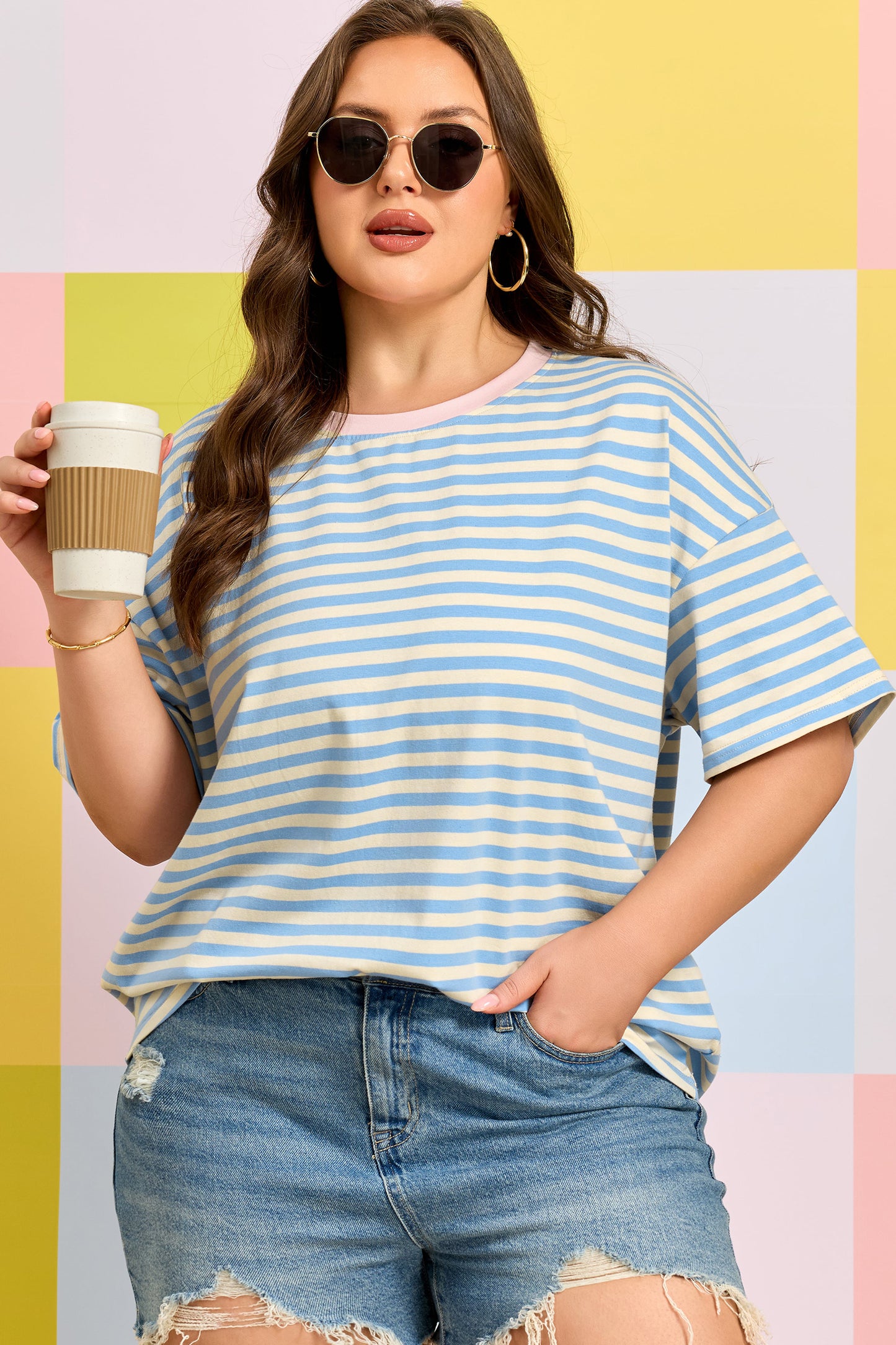 Sky Blue Drop Shoulder Tee