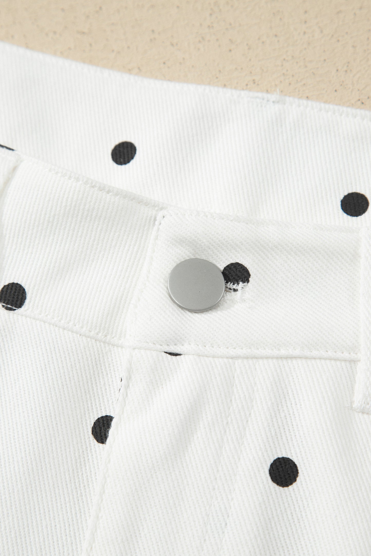White Polka Dot Embroidered Scallop Hem Shorts