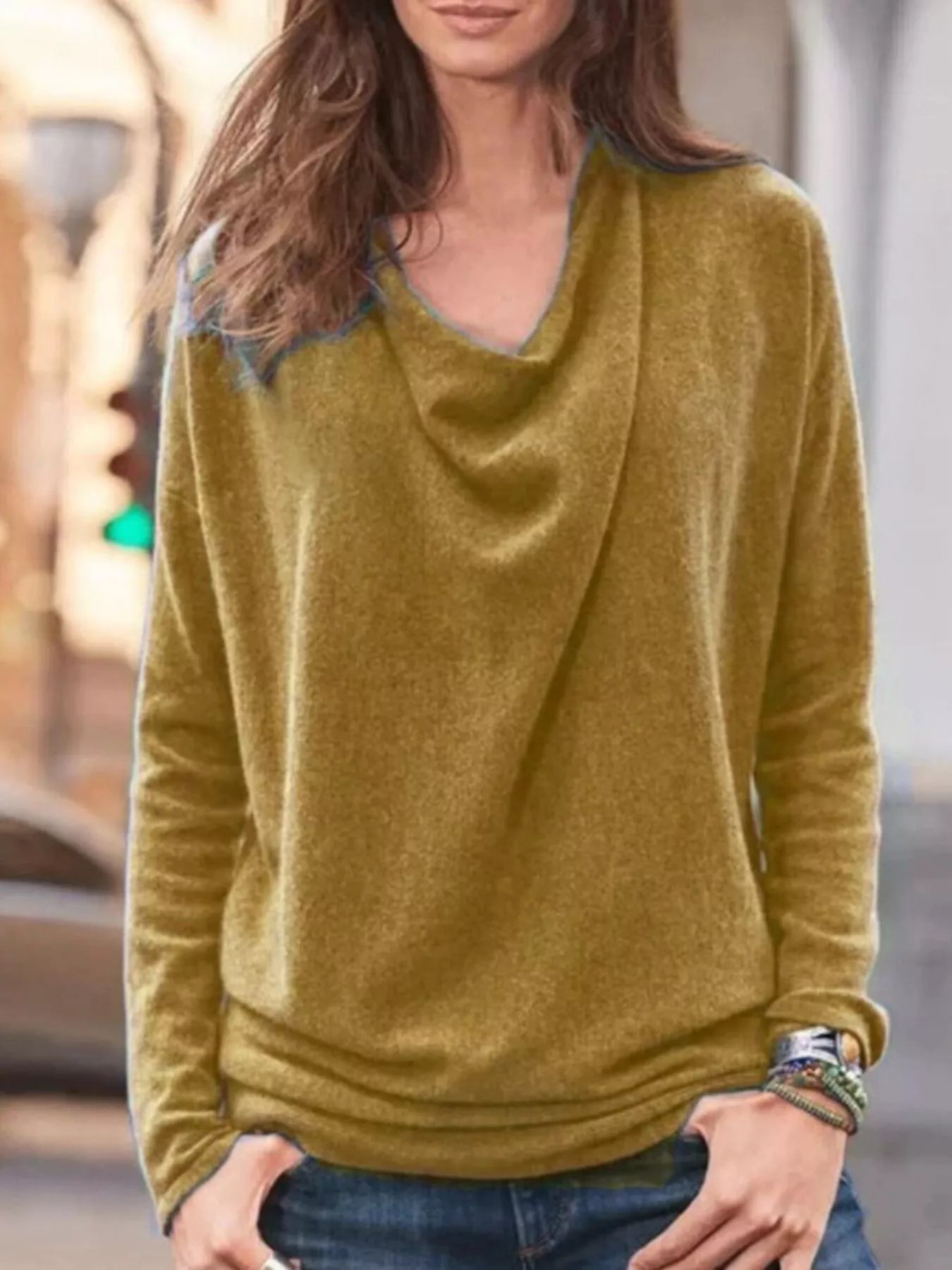 Cowl Neck Long Sleeve Top