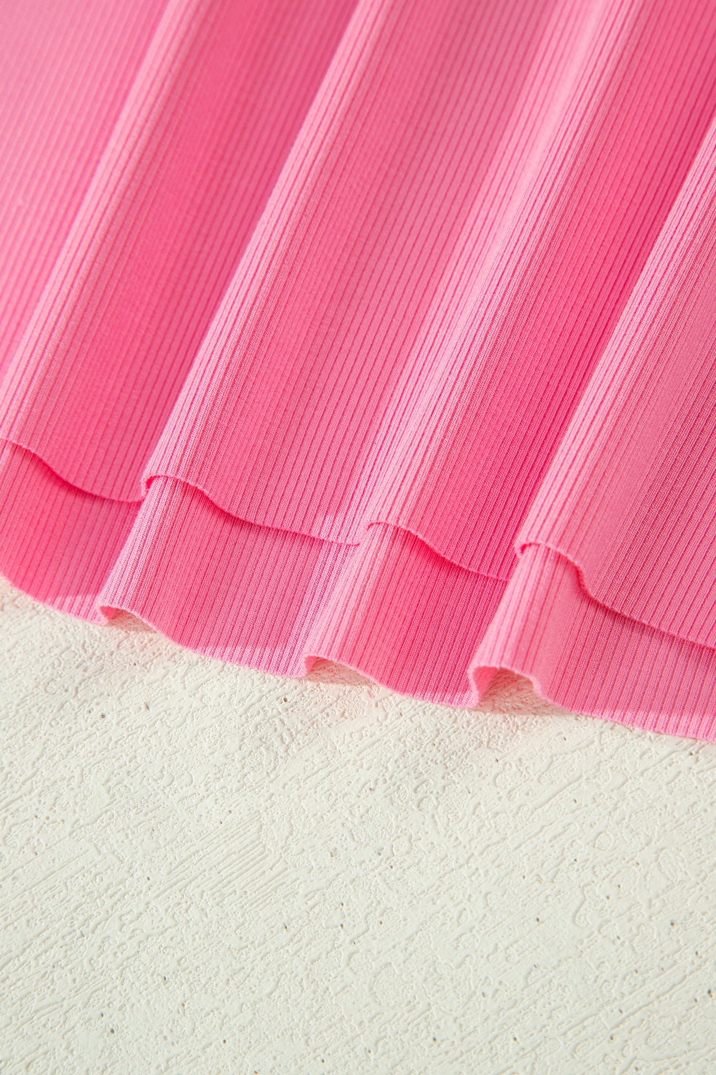 Pink Tank Top Elastic High Waist Shorts 2pcs Outfit