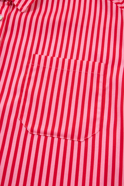 Red Stripe Button-Up Shirt