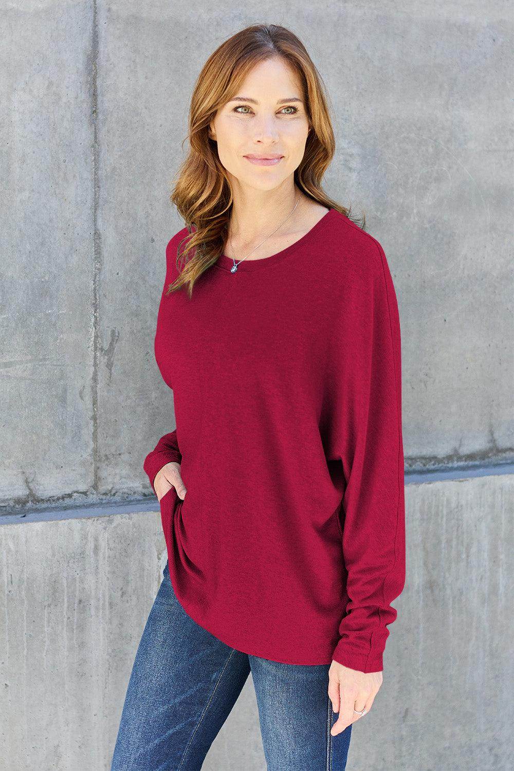 Double Take Round Neck Long Sleeve T-Shirt,