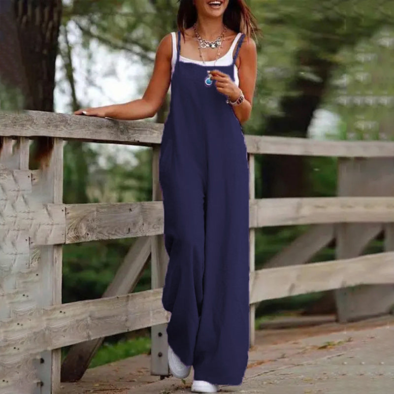 Casual Jumpsuit - Sleeveless Romper With Pockets For Spring&Summer