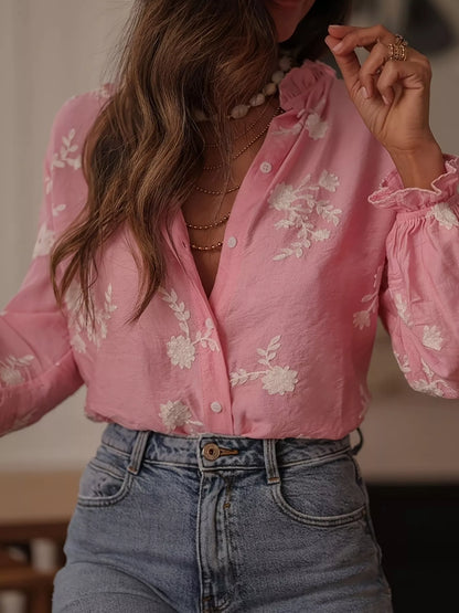 Floral Embroidered Long Sleeve Blouse