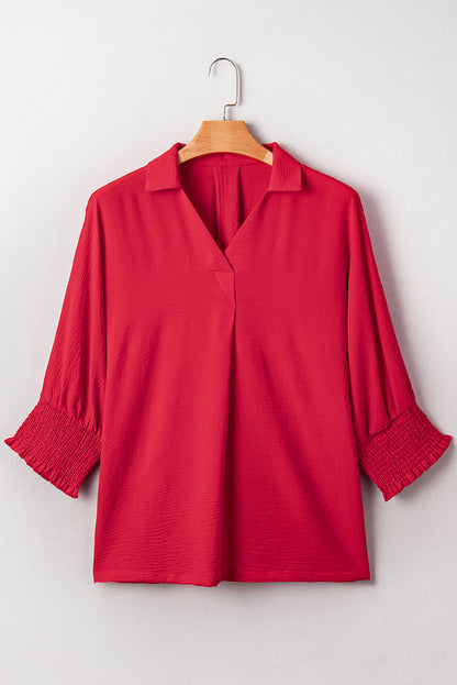 Fiery Red Smocked Oversized Tunic