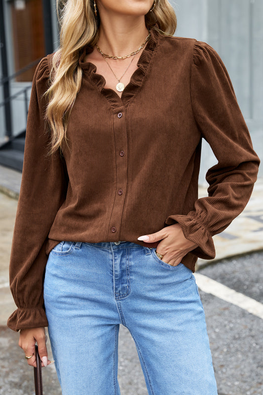 Solid Buttoned Blouse