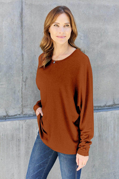 Double Take Round Neck Long Sleeve T-Shirt,