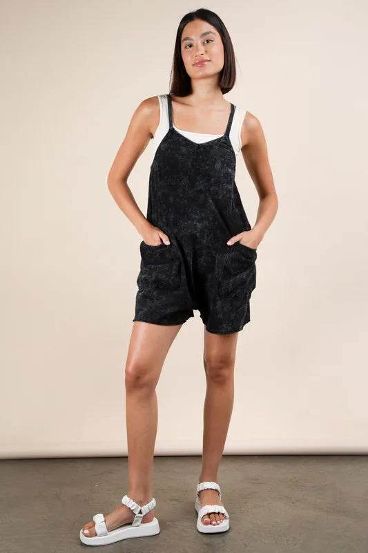 VERY J  Mineral Washed Sleeveless Knit Romper