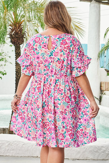 Talia Floral Short Sleeve Flare Dress