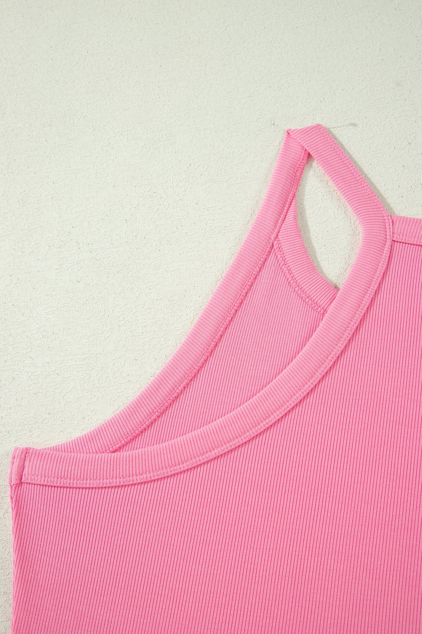 Pink Tank Top Elastic High Waist Shorts 2pcs Outfit