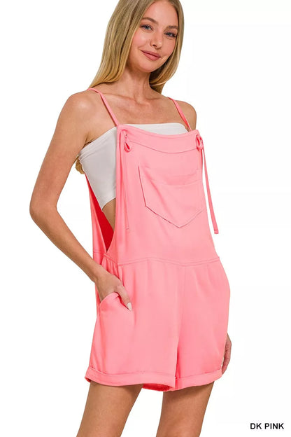 Woven Romper With Knotted Strap