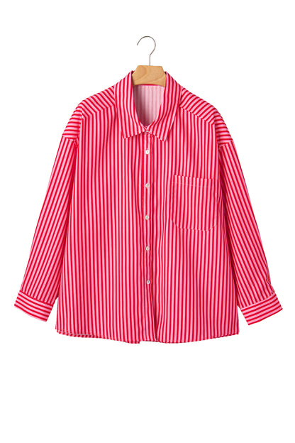 Red Stripe Button-Up Shirt