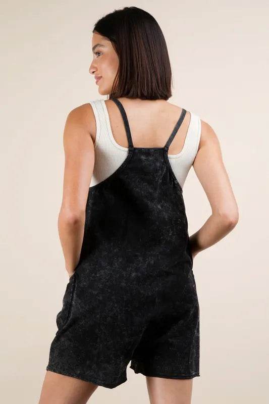 VERY J  Mineral Washed Sleeveless Knit Romper