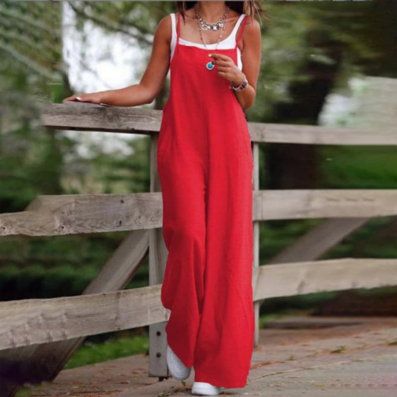 Casual Jumpsuit - Sleeveless Romper With Pockets For Spring&Summer
