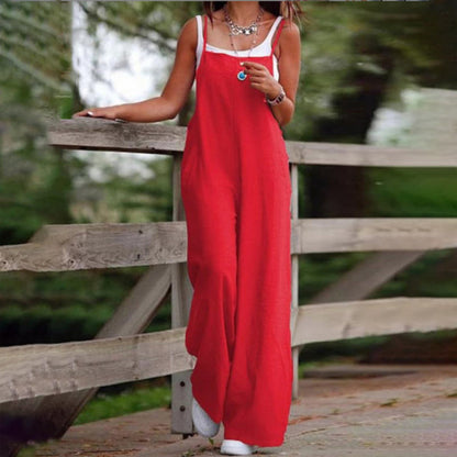 Casual Jumpsuit - Sleeveless Romper With Pockets For Spring&Summer