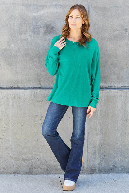 Double Take Round Neck Long Sleeve T-Shirt,