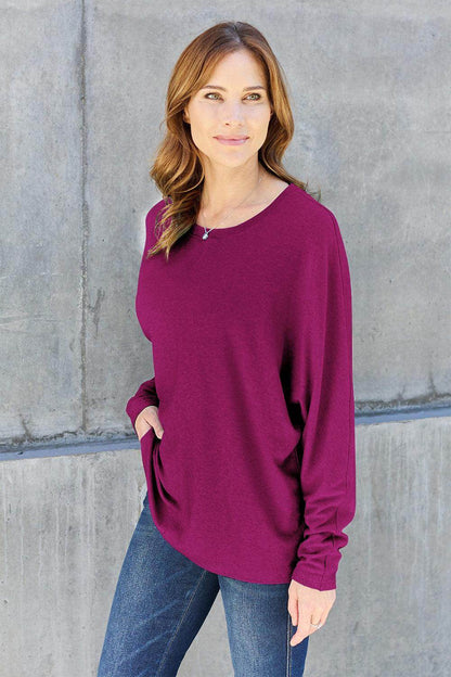 Double Take Round Neck Long Sleeve T-Shirt,