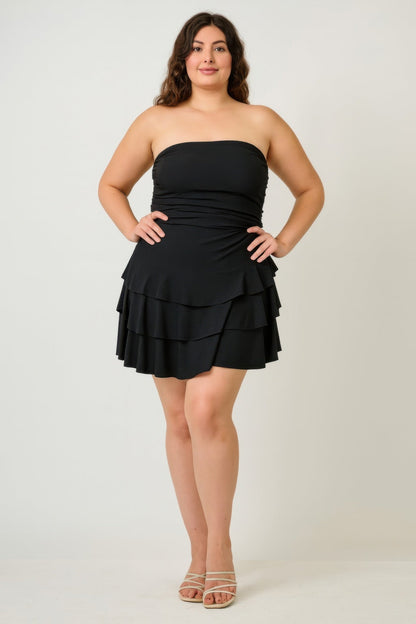 Strapless Tiered Ruffle Dress