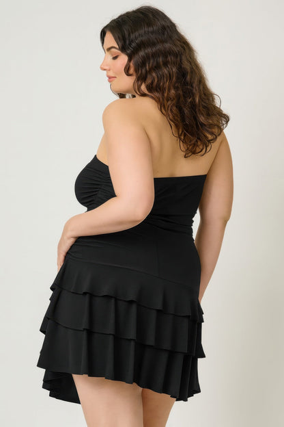 Strapless Tiered Ruffle Dress