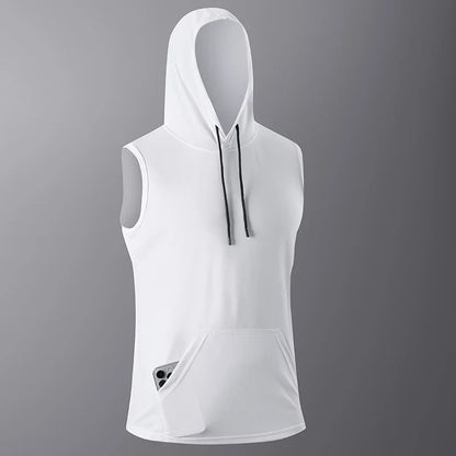 Men's Quick-Dry Gym Hoodie T-Shirt Black