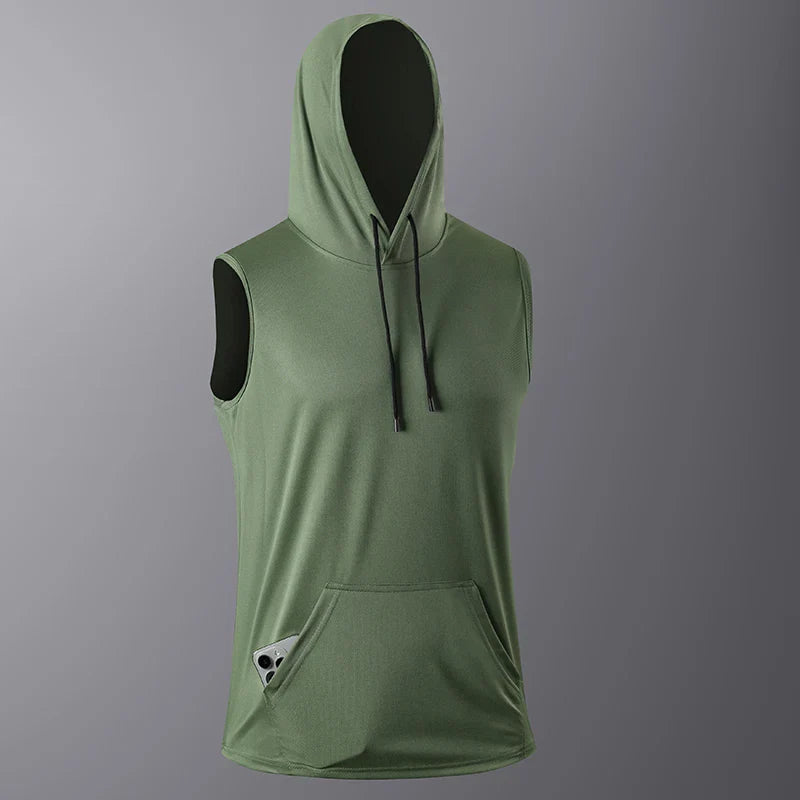 Men's Quick-Dry Gym Hoodie T-Shirt Black