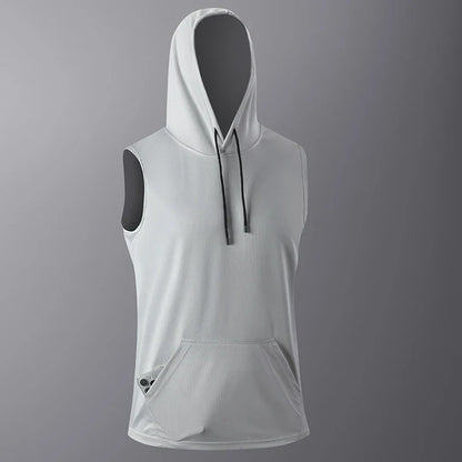Men's Quick-Dry Gym Hoodie T-Shirt Black