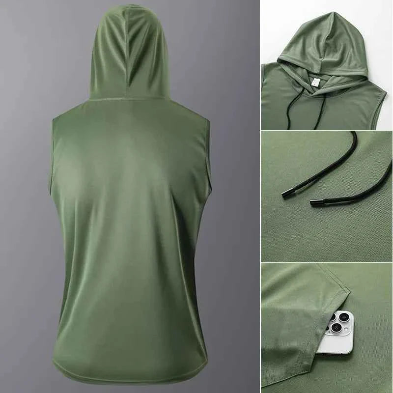 Men's Quick-Dry Gym Hoodie T-Shirt Black