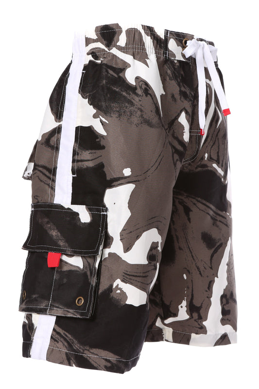 Mens Wave Design Swim Trunks