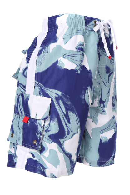 Mens Wave Design Swim Trunks