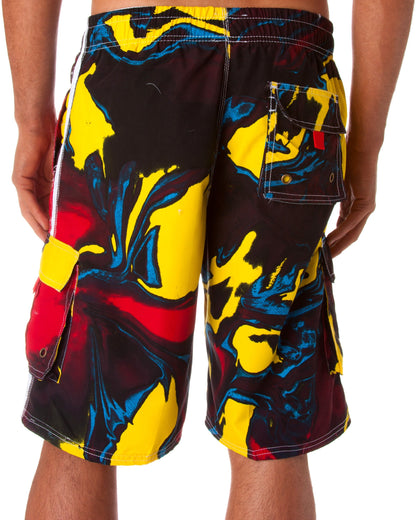 Mens Wave Design Swim Trunks