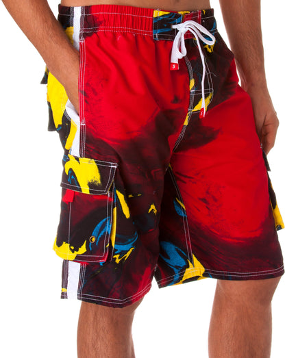 Mens Wave Design Swim Trunks