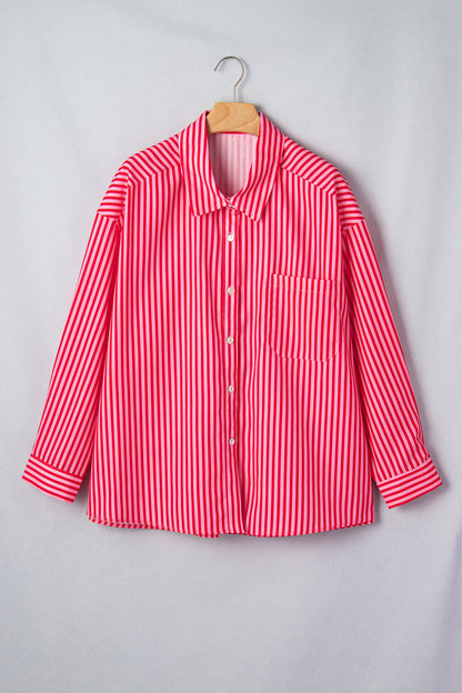Red Stripe Button-Up Shirt