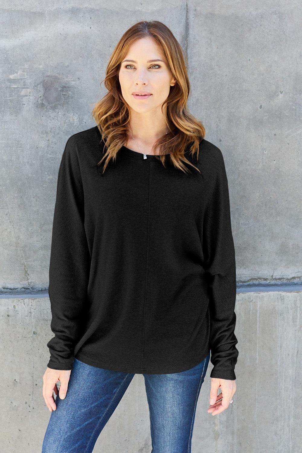 Double Take Round Neck Long Sleeve T-Shirt,