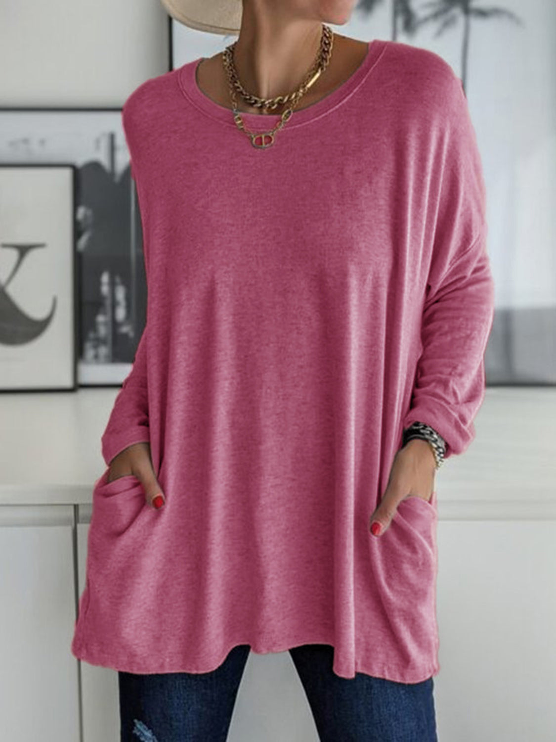 Round Neck Long Sleeve Tunic